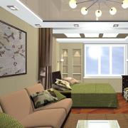 ملامح تقسيم غرفة واسعة مع الستائر والعناصر الزخرفية